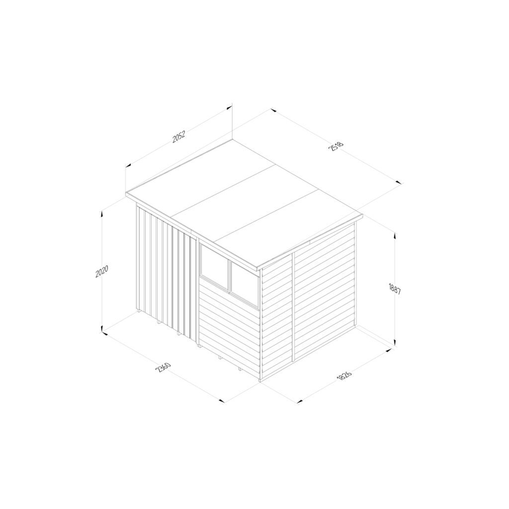4LIFE Pent Shed 8×6 – 2 Windows – Double Door with Installation 5013053203897 2